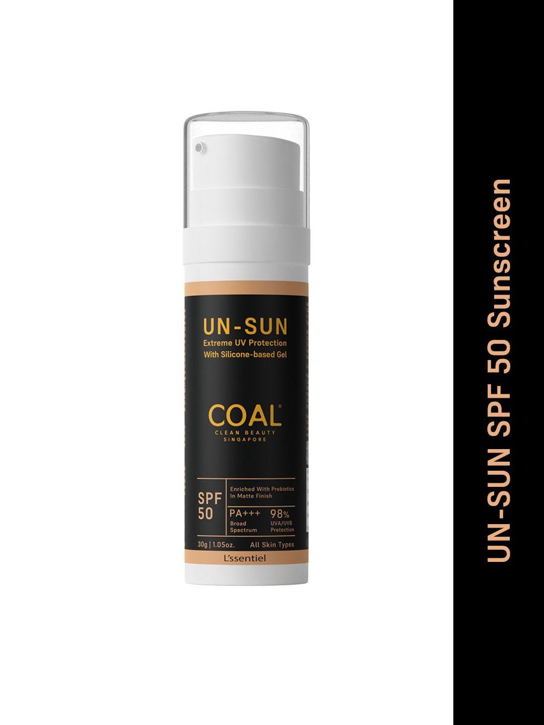 coal clean beauty un-sun spf 50 pa+++ sunscreen for extreme uv protection - 30g