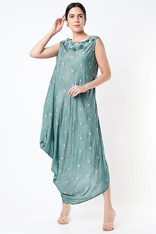 coastal blue gown in tussar silk