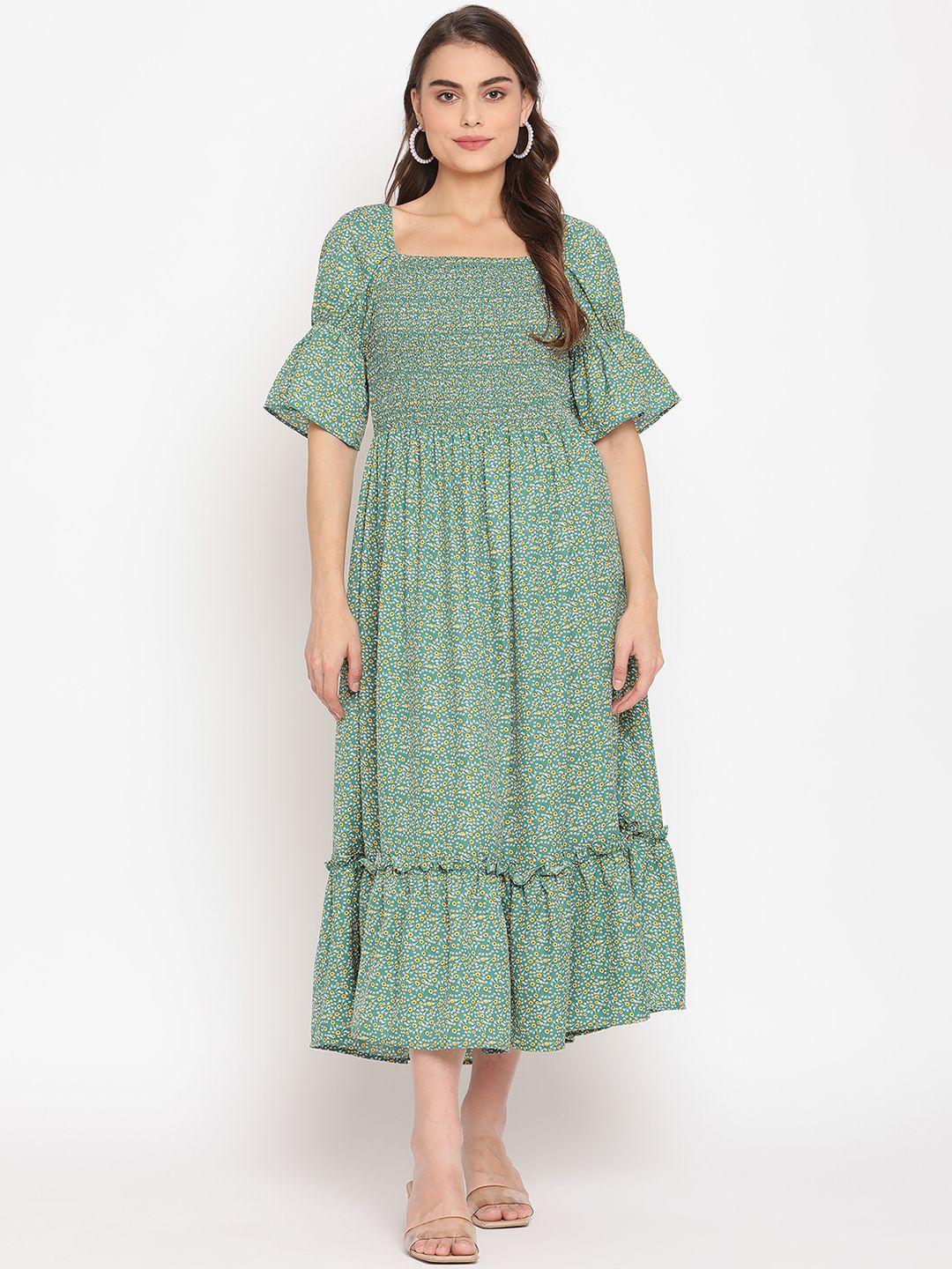 coastland green floral georgette midi dress