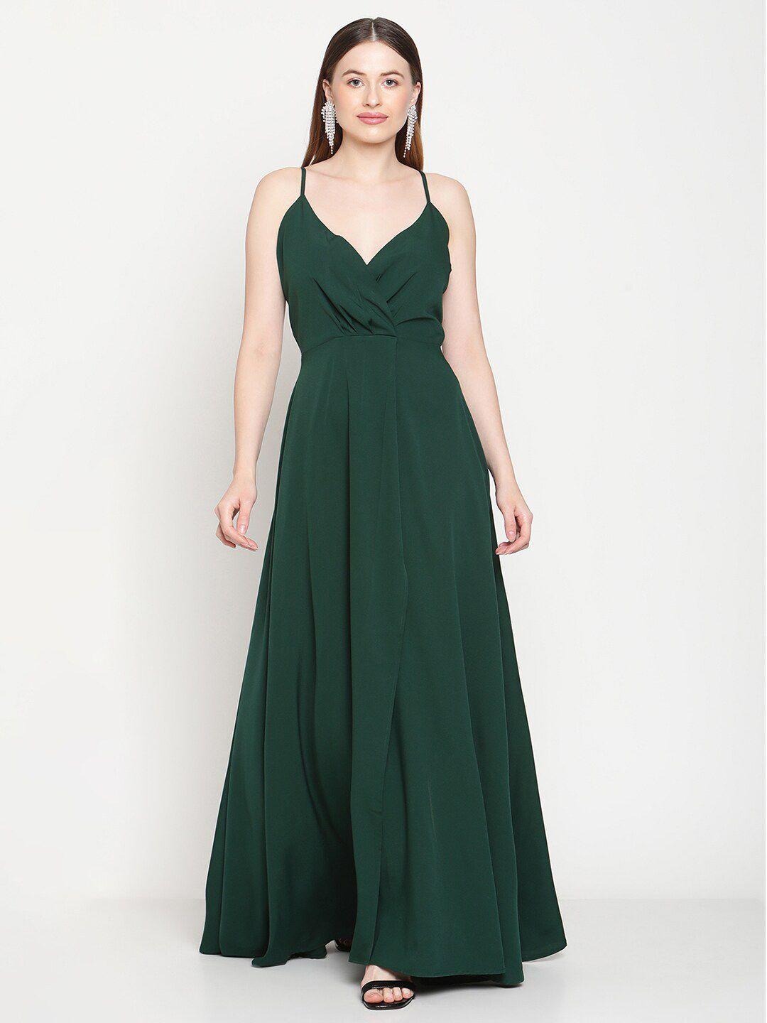 coastland women green crepe maxi dress