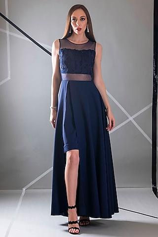 cobalt blue crepe dress
