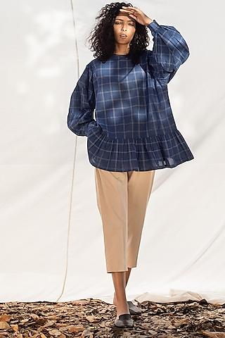 cobalt blue anti fit top with checks