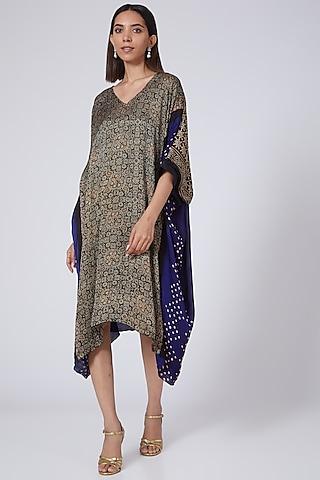 cobalt blue bandhani kaftan