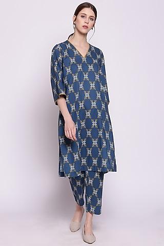 cobalt blue cotton kurta set