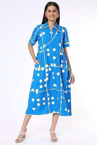 cobalt blue cotton printed dress