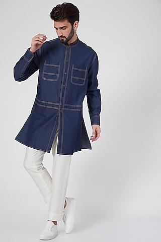 cobalt blue denim kurta