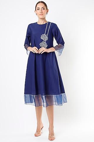 cobalt blue embroidered dress