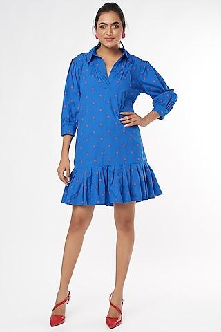 cobalt blue embroidered tennis dress