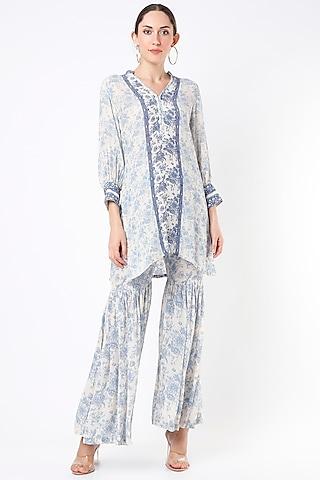 cobalt blue floral printed tunic