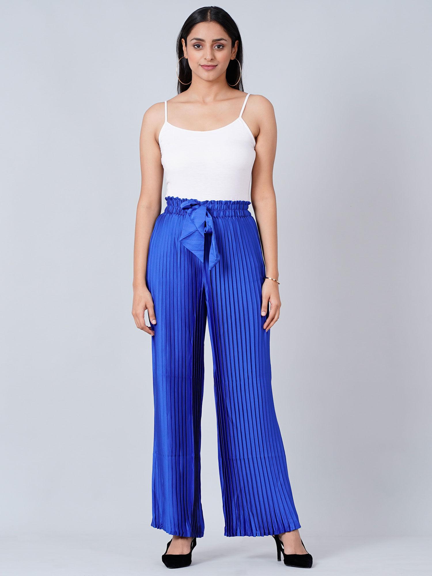 cobalt blue pleated palazzo