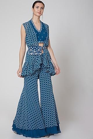 cobalt blue printed pant set