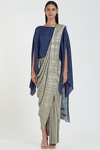 cobalt blue silk cape