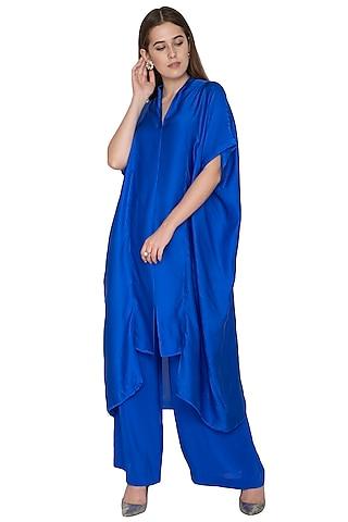 cobalt blue tunic dress with trousers