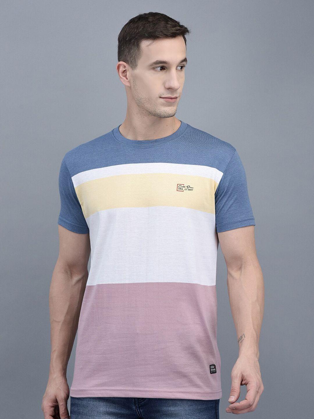 cobb colourblocked round neck cotton casual t-shirt