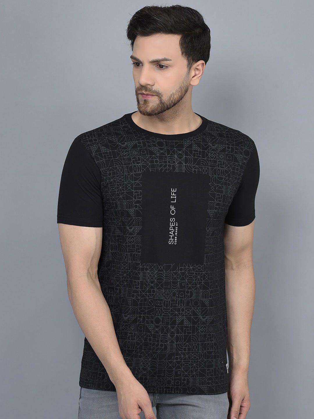 cobb geometric printed cotton t-shirt