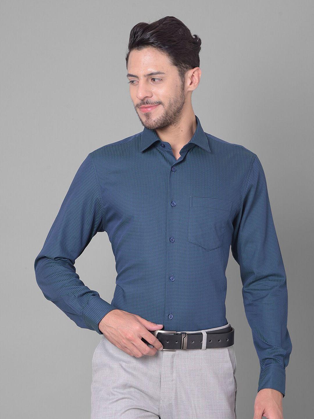 cobb micro checked slim fit cotton formal shirt