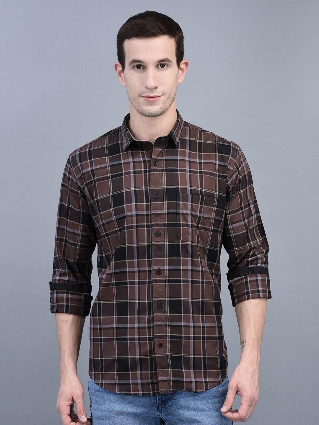 cobb slim fit checked cotton casual shirt