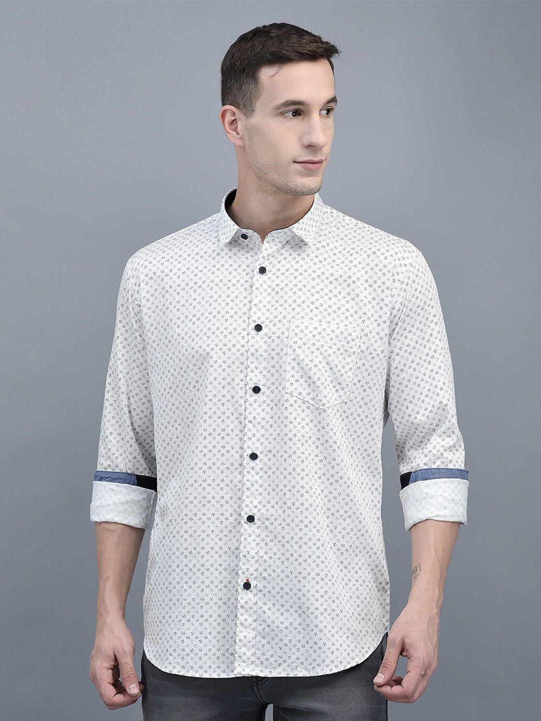 cobb slim fit micro ditsy printed cotton casual shirt