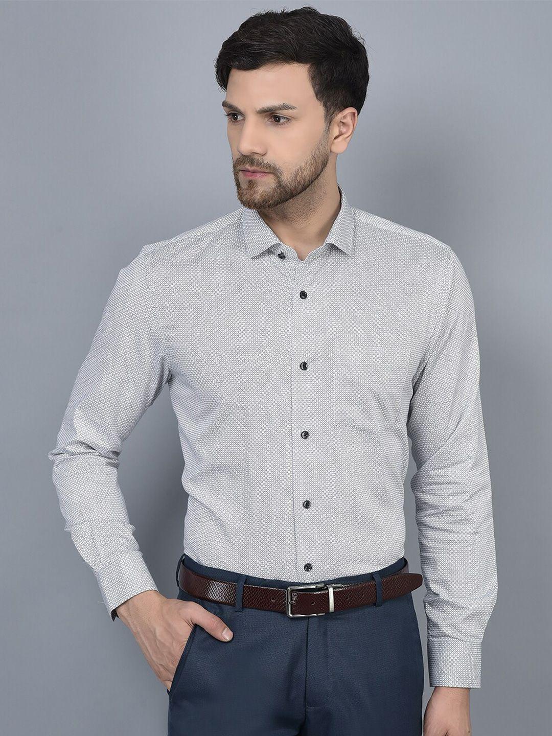 cobb smart slim fit ditsy printed opaque formal shirt