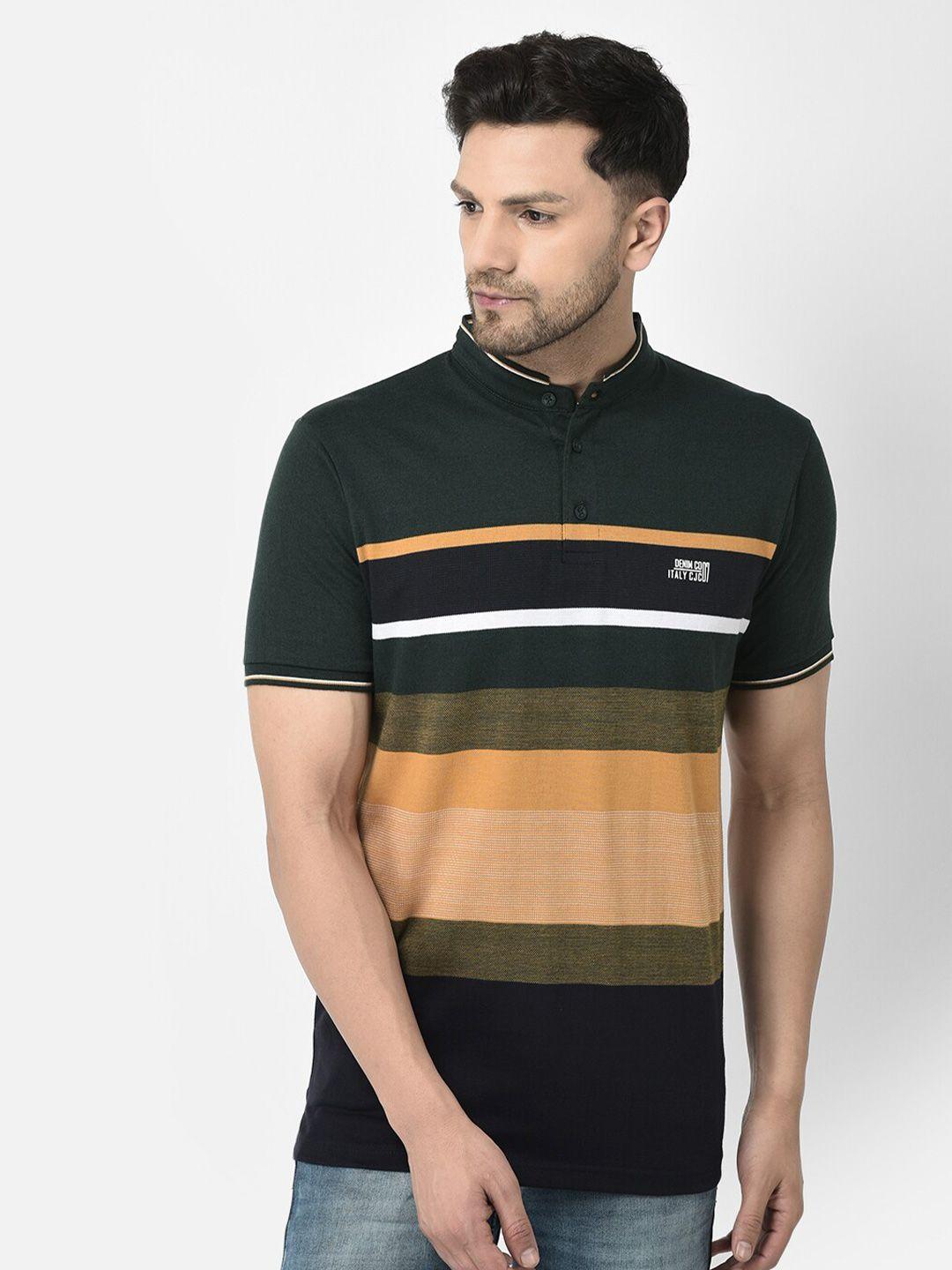 cobb striped polo collar cotton t-shirt