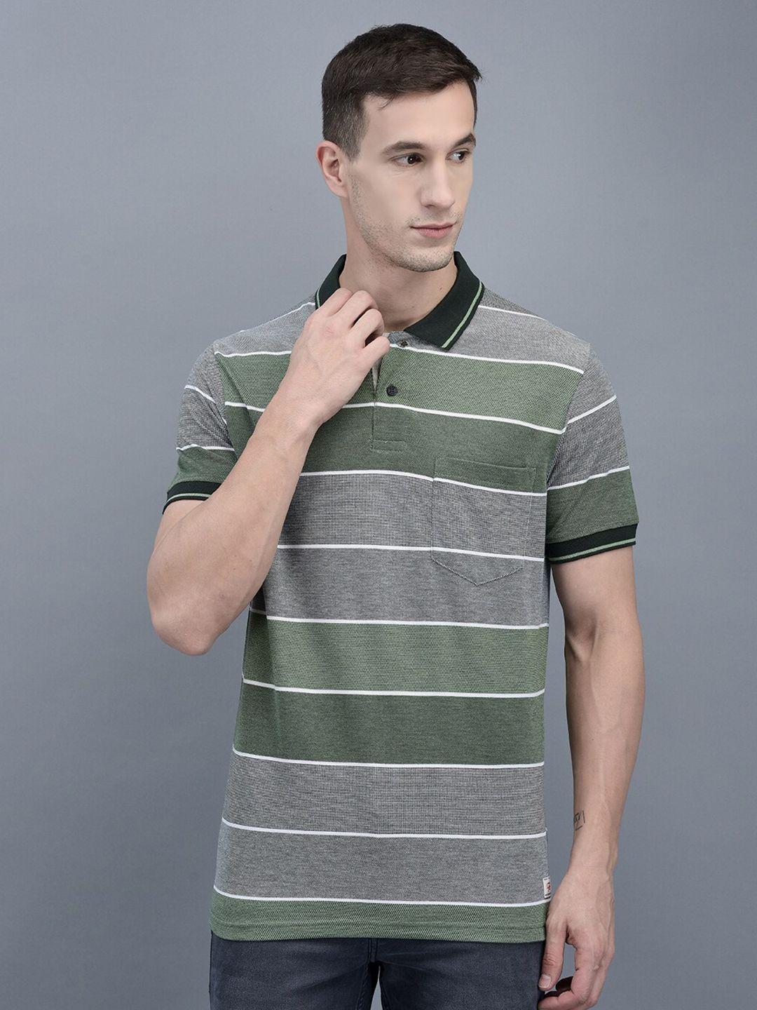 cobb striped polo collar regular fit cotton t-shirt