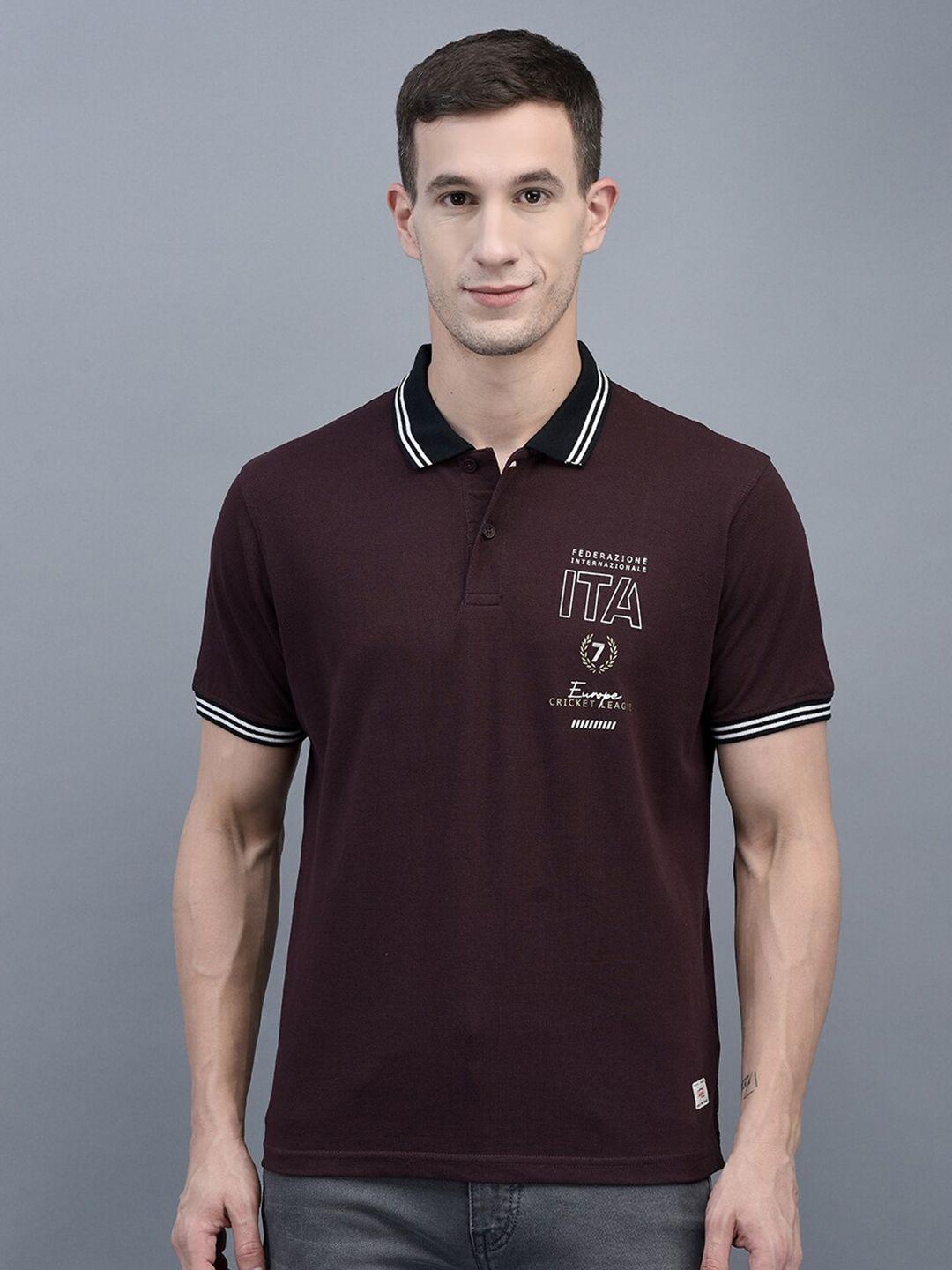cobb typography printed polo collar regular fit cotton t-shirt