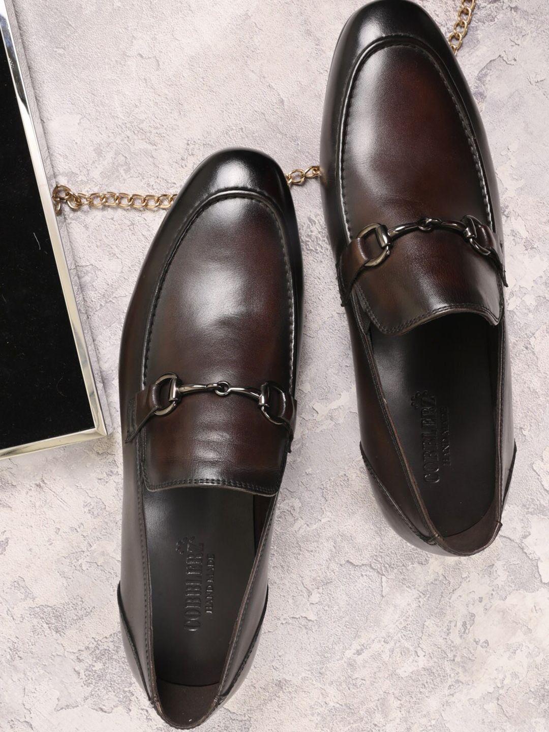 cobblerz men round toe leather slip-on formal loafers