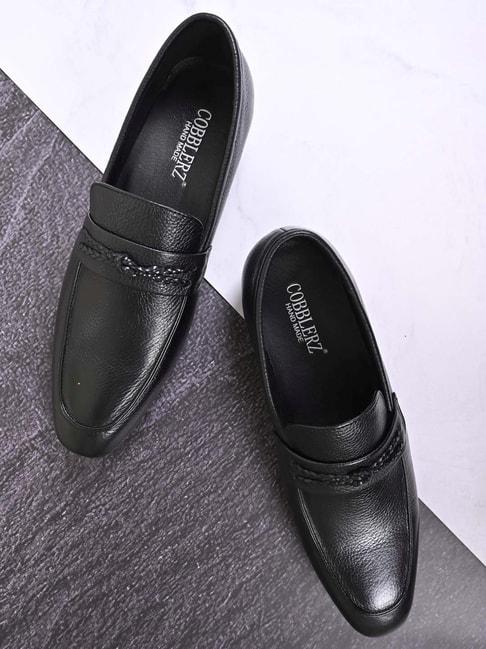cobblerz men's black formal loafers