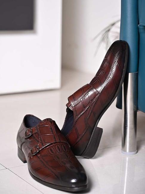 cobblerz men's brown monk shoes