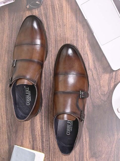 cobblerz men's brown monk shoes