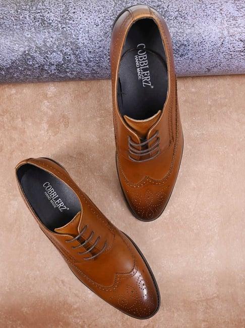cobblerz men's tan brogue shoes