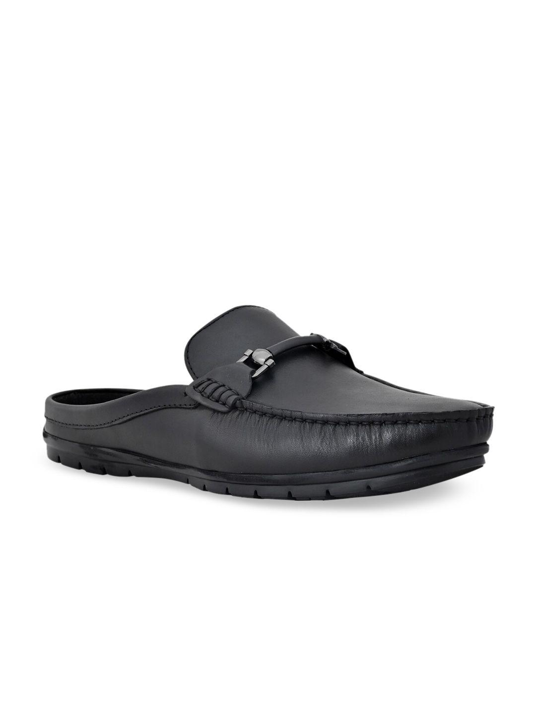 cobblerz men black textured leather loafers