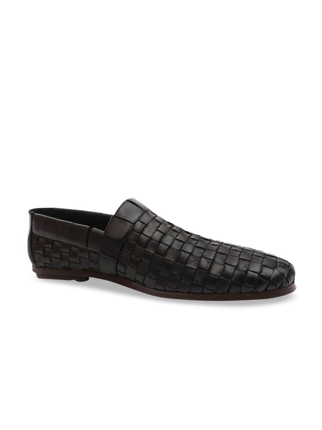 cobblerz men black textured leather loafers