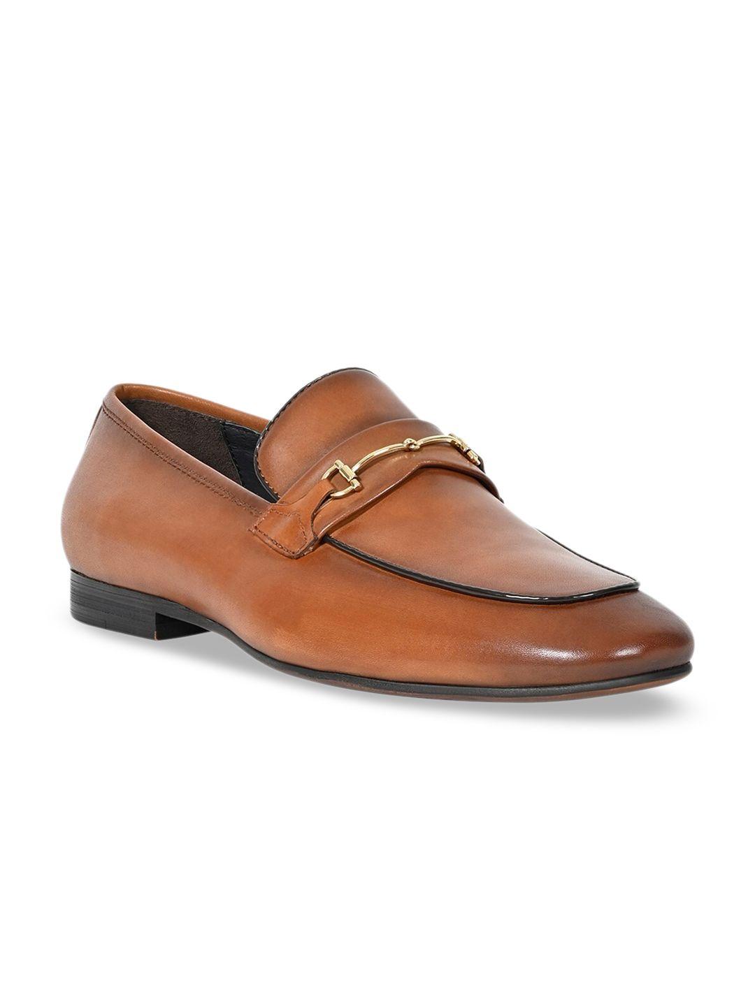 cobblerz men tan solid leather formal loafers
