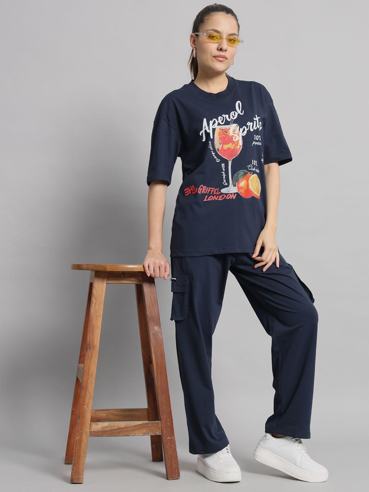 cocktail navy t-shirt and trackpant (set of 2)