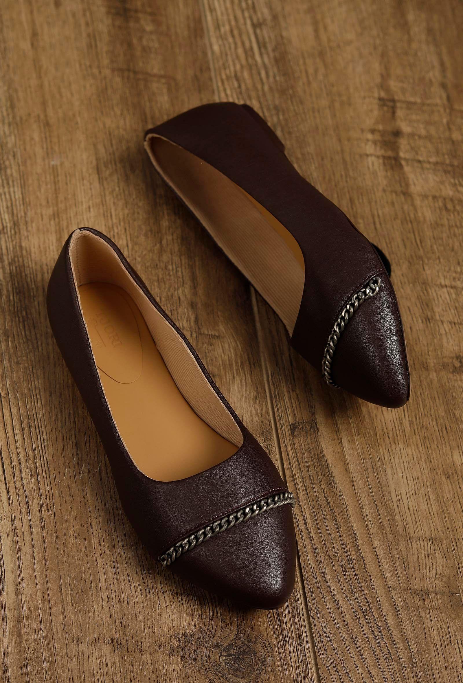 coco brown chain cruelty-free leather mules