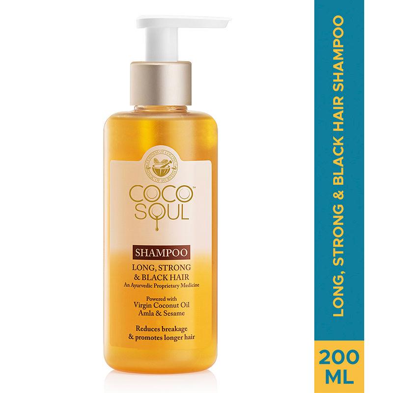 coco soul shampoo for long strong & black hair with amla from the makers of parachute advansed