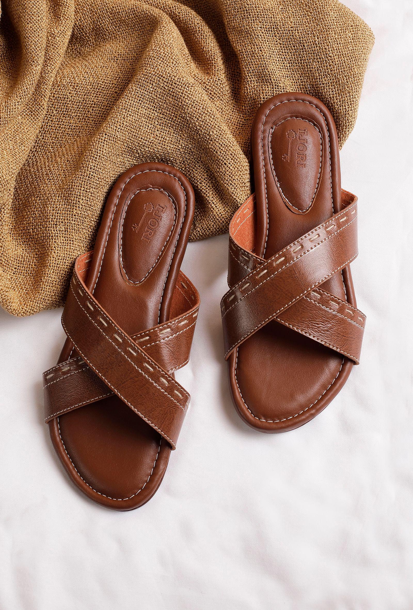 coco brown criss cross sliders