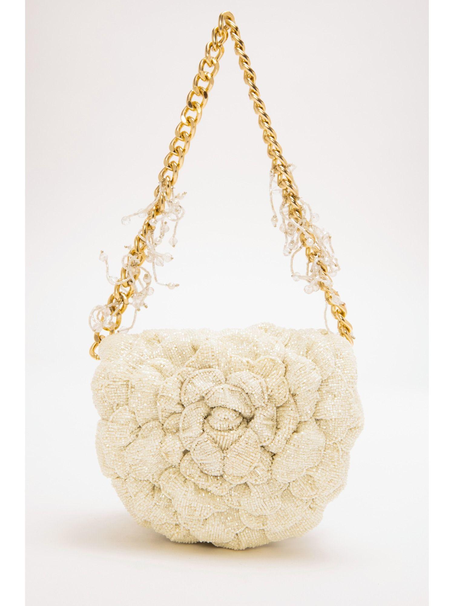 coco ivory embellished clutch