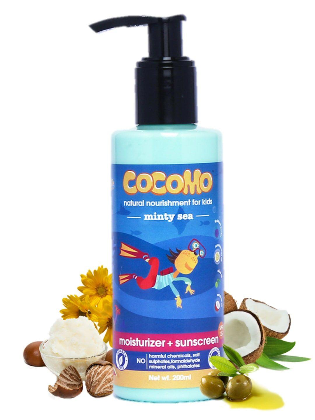cocomo kids sustainable minty sea sunscreen lotion + moisturiser 200 ml