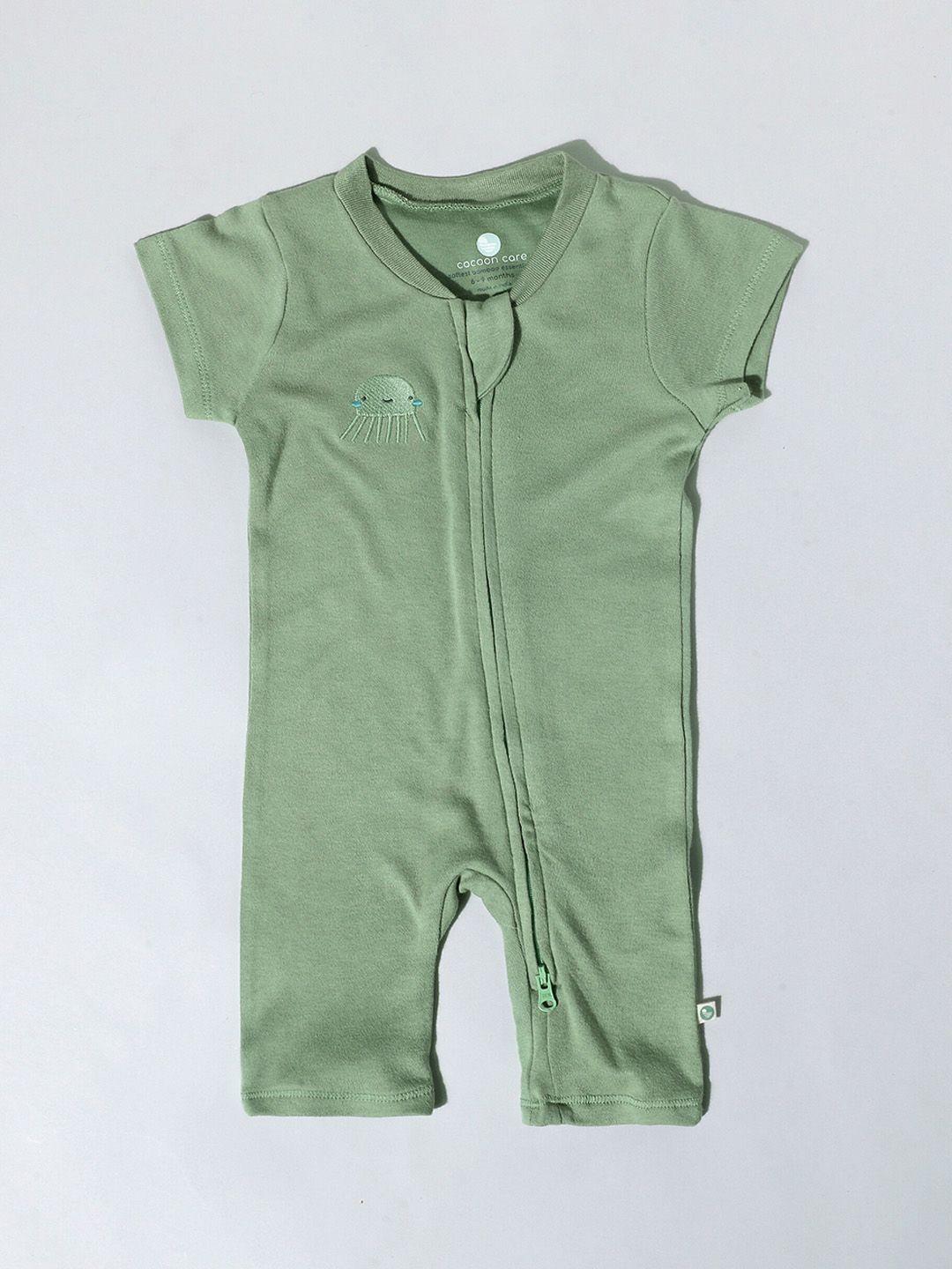cocoon care infant kids green solid rompers