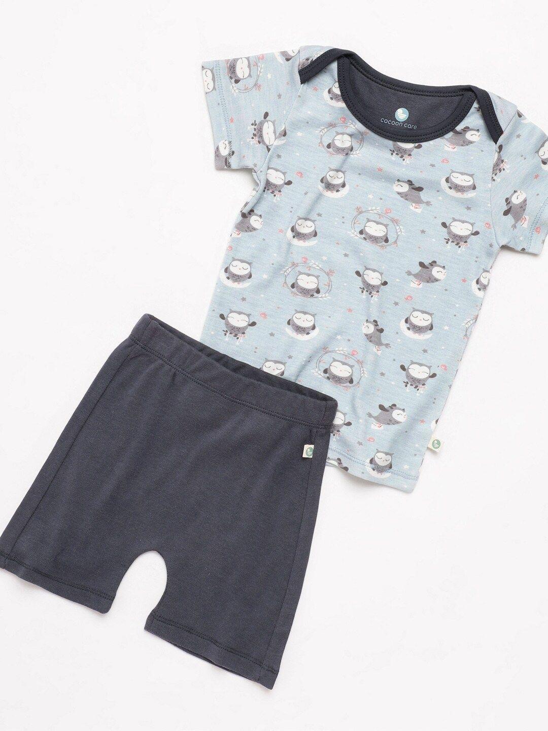 cocoon-care-kids-blue-&-grey-printed-bamboo-t-shirt-with-shorts