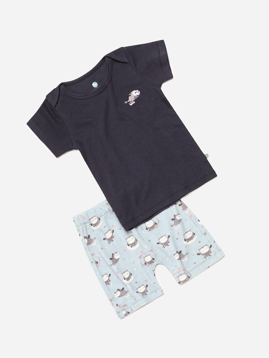 cocoon-care-kids-navy-blue-&-blue-solid-bamboo-t-shirt-with-shorts