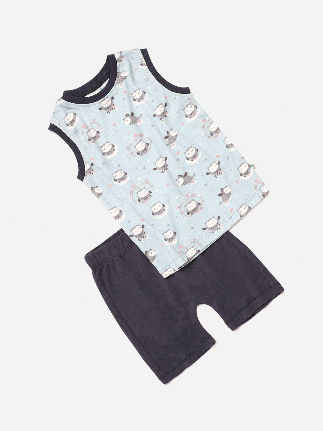 cocoon care kids lavender & grey printed bamboo t-shirt with shorts