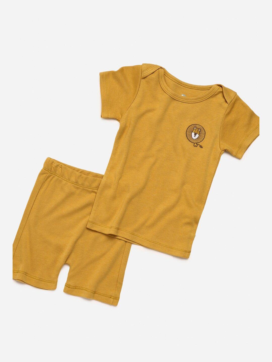 cocoon care unisex kids mustard sustainable clothing set