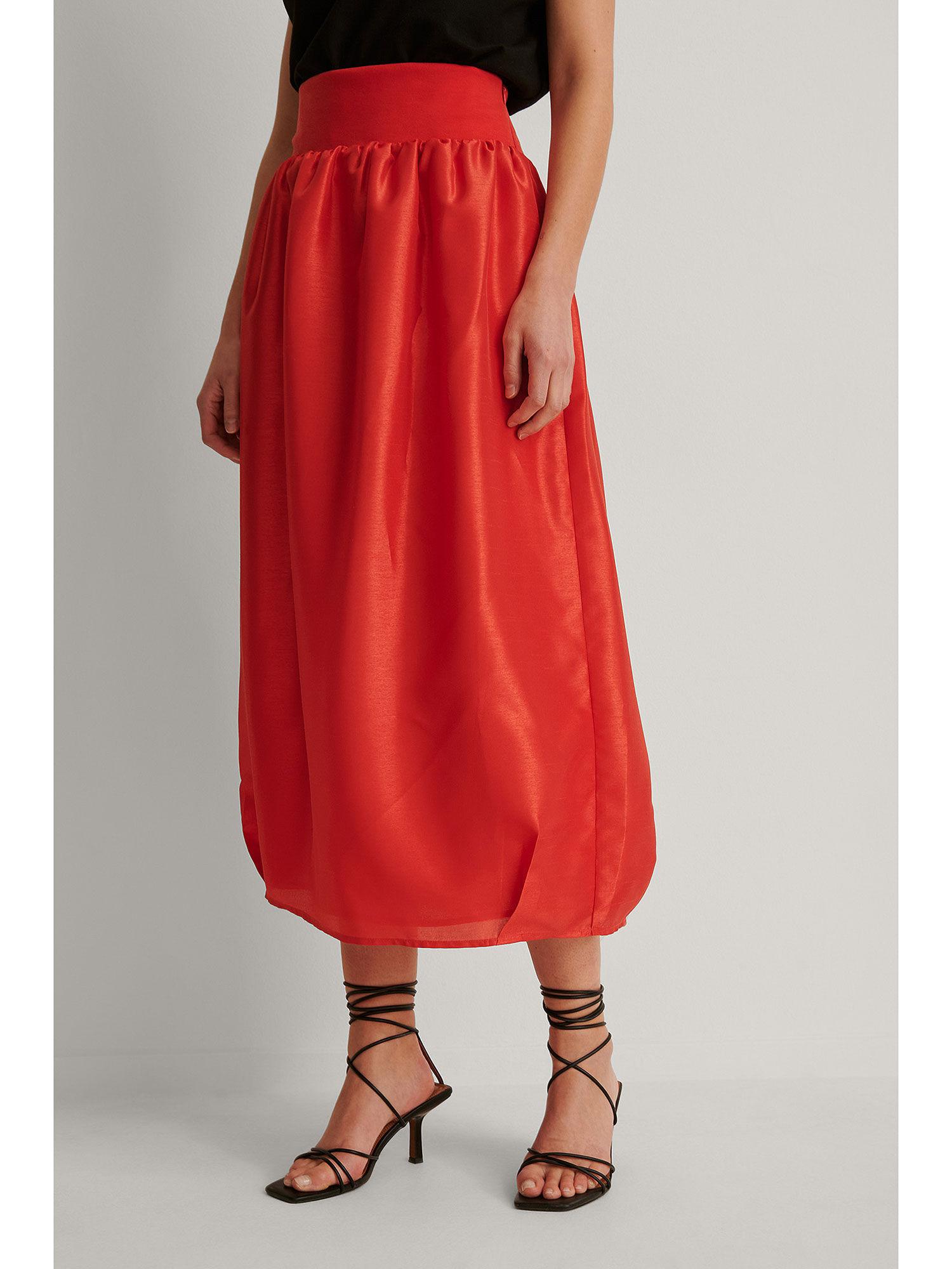 cocoon shape maxi skirt-bright red