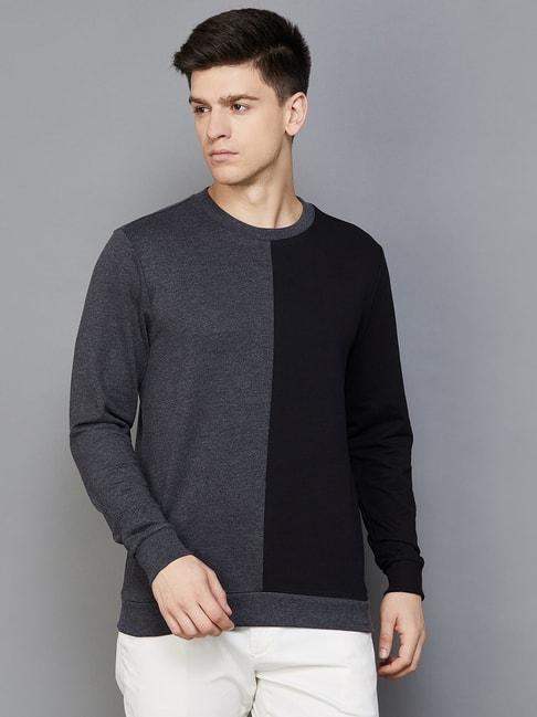code by lifestyle black regular fit colour block sweatshirt