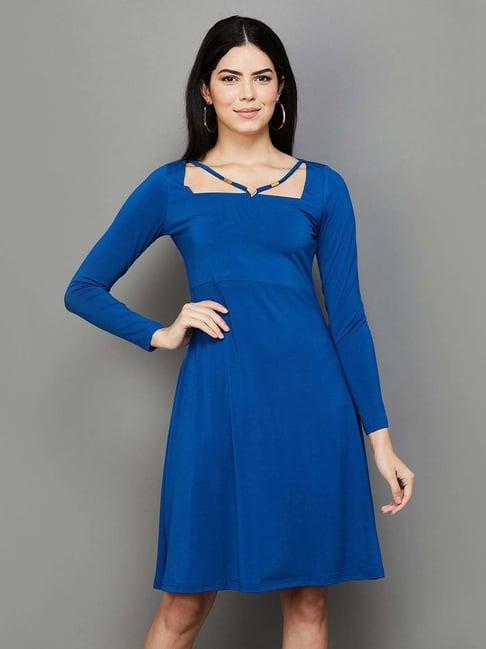 code by lifestyle blue a-line dress