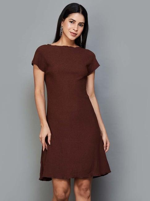 code by lifestyle brown a-line dress