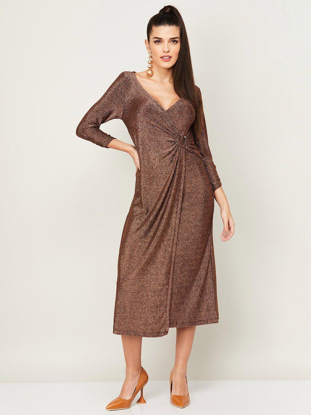 code by lifestyle brown midi wrap dress